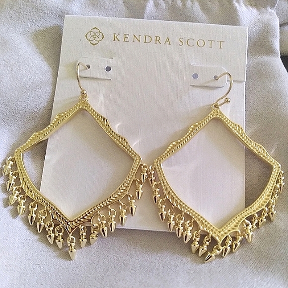 New Lacy Fringe Kendra Scott Gold Earrings - Picture 1 of 10